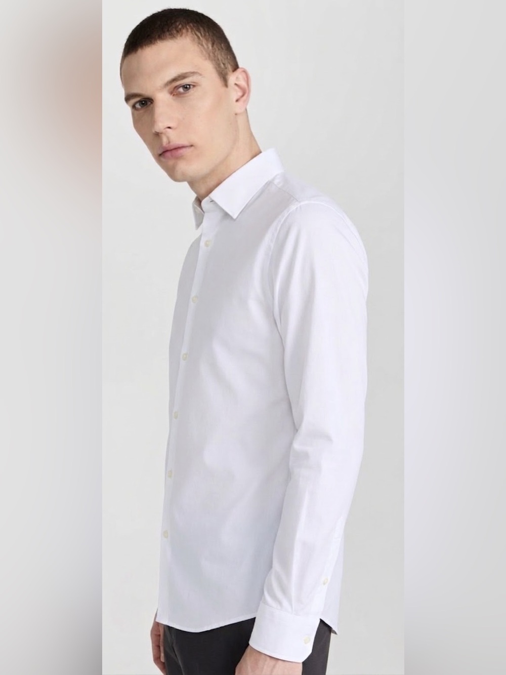 Theory Sylvain Structure Knit Slim Fit Dress Shirt White Men's Size M - like new